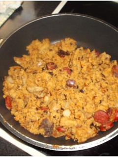 Una foto de Migas con chorizo y tocino