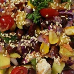 A picture of Avocado bean salad.