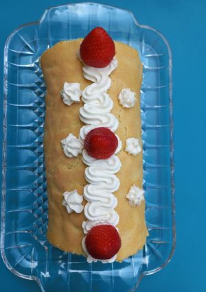 Une photo de Roulé fraise mascarpone
