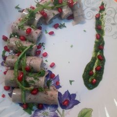 Navratri special singade flour khandvi A picture of Navratri special singade flour khandvi.