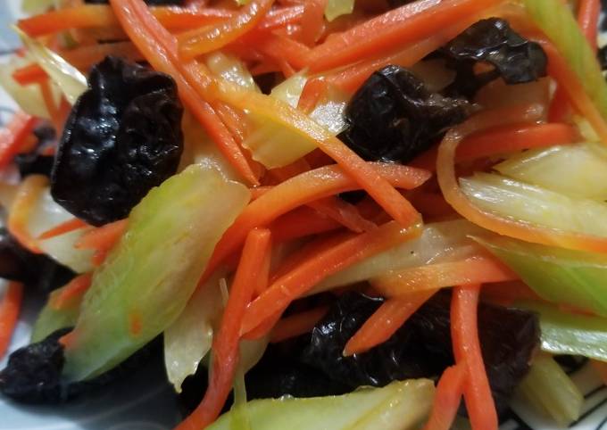 Chinese Quick Vegetables Stir Fry celery, cloud ear, carrot mix