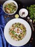 Sabudana Vegetable Khichdi With Cucumber Pomegranate Raita