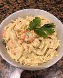 Tallarines con Salsa de Camarones