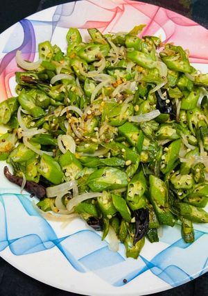 A picture of Lady’s finger/ bhindi fry.