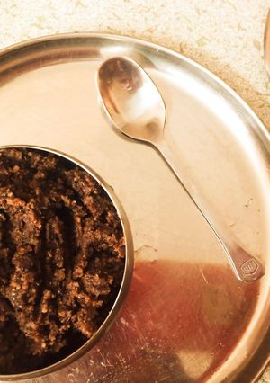 A picture of Kollu kali (horsegram porridge).
