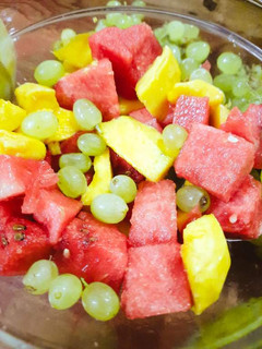 A picture of Three colour fruit salad.