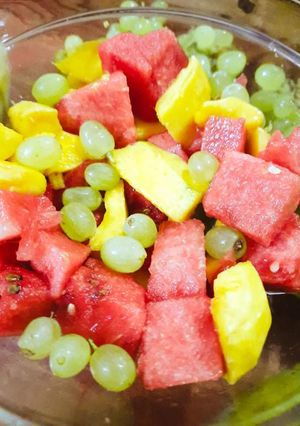 A picture of Three colour fruit salad.