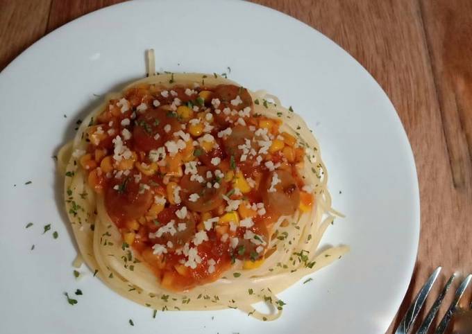 Ini dia! Bagaimana cara buat Spaghetti Saus Bolognese Jagung Manis yang enak