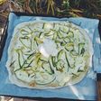 Pizza à la courgette et burrata