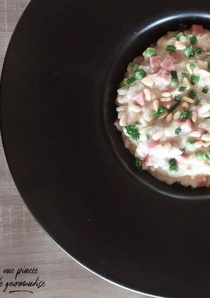 Une photo de Risotto crémeux jambon petits pois