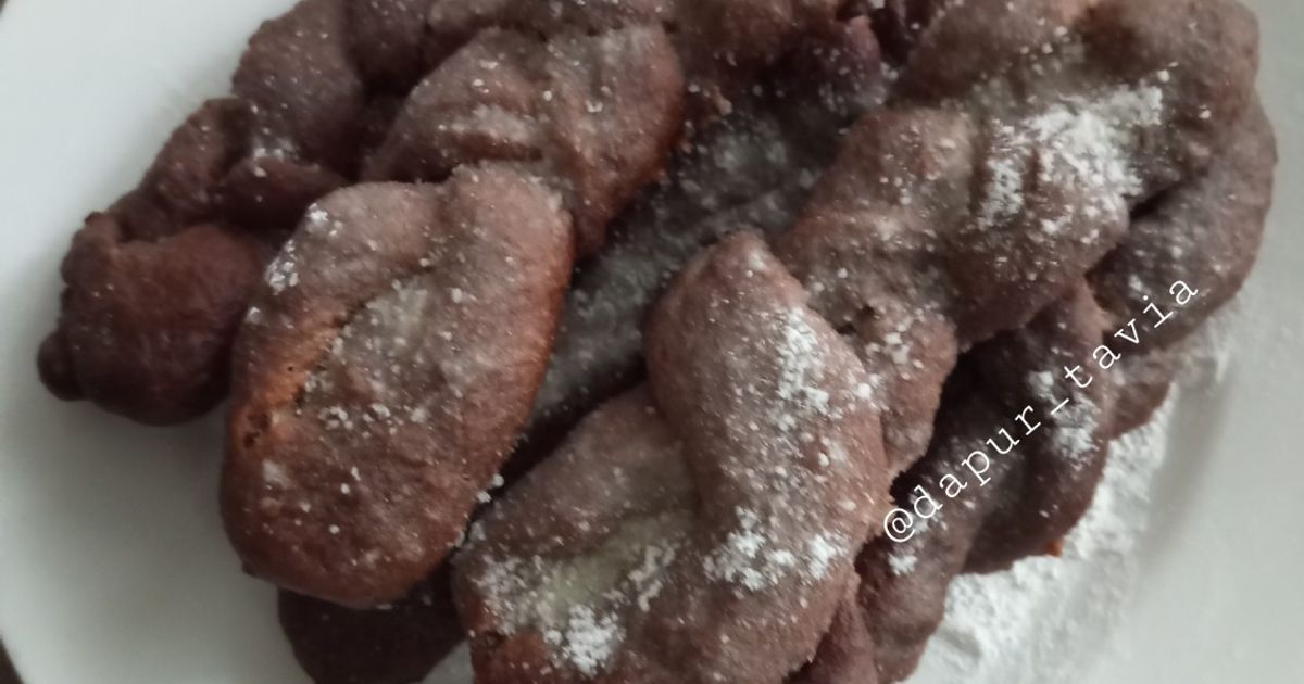 Donat Kepang Pisang Cokelat (eggless dan no ulen)