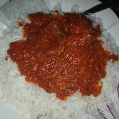 A picture of Rice and stew.
