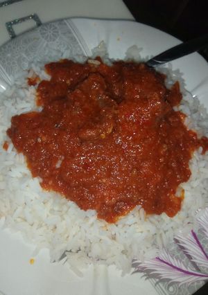 A picture of Rice and stew.
