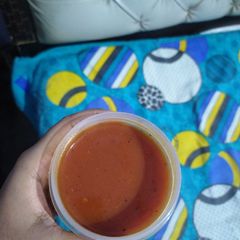 A picture of Tomato sauce #home_made #15mints#yummy_vth_pakode,noodles,smose.