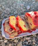 Budín de vainilla con frambuesas