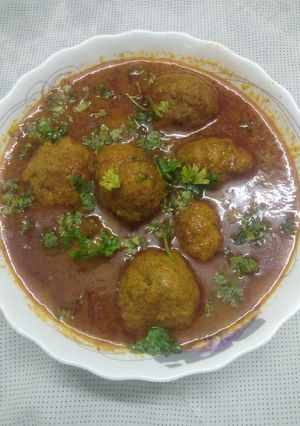 A picture of Mutton mince kofta curry.