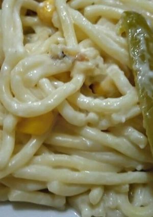 Una foto de Spaghetti Blanco con Rajas