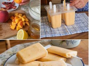 Una foto de Polos caseros de melocotón y yogur: receta fácil