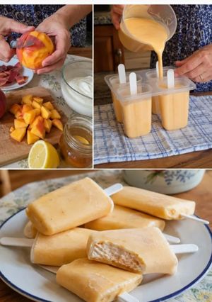 Una foto de Polos caseros de melocotón y yogur: receta fácil