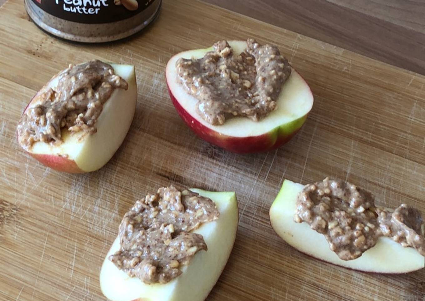 Peanut butter on apple