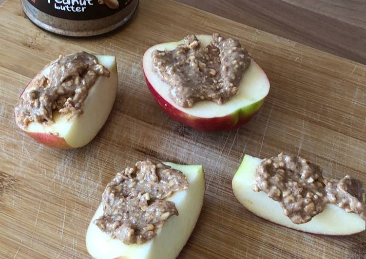 Peanut butter on apple