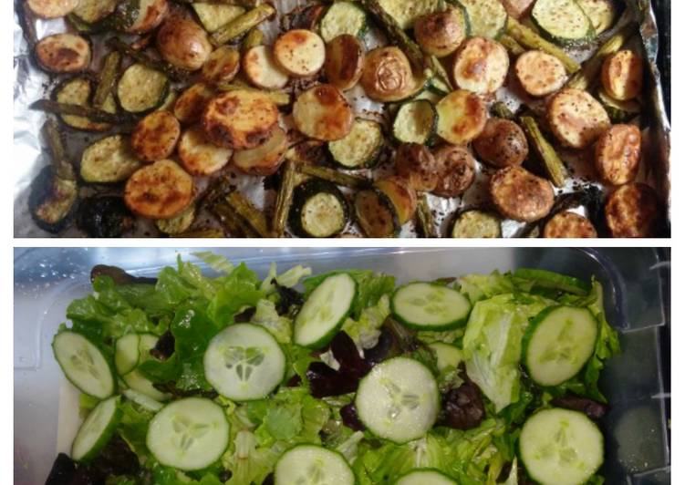 Baked Veggies &amp; Salad