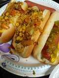 Hotdogs and Corn Pepper and Cabbage Relish