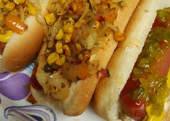 Easiest Way to Prepare Appetizing Hotdogs and Corn Pepper and Cabbage Relish