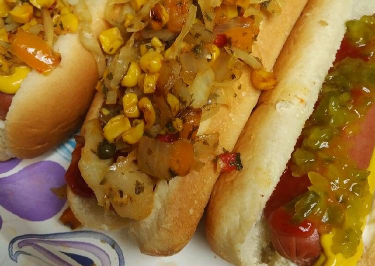 Recipe of Ultimate Hotdogs and Corn Pepper and Cabbage Relish