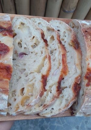 Foto resep Roti Sourdough Mozarella dan Bawang Merah