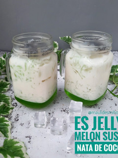 Foto resep Es Jelly Melon Susu Nata de Coco