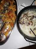 Anchova y dorada al horno con verduras con almejas a la marinera 🐟