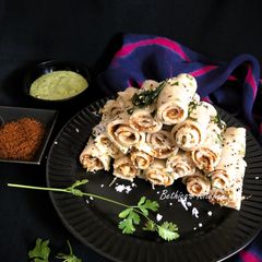 A picture of Semolina Khandvi (Tiffin friendly).