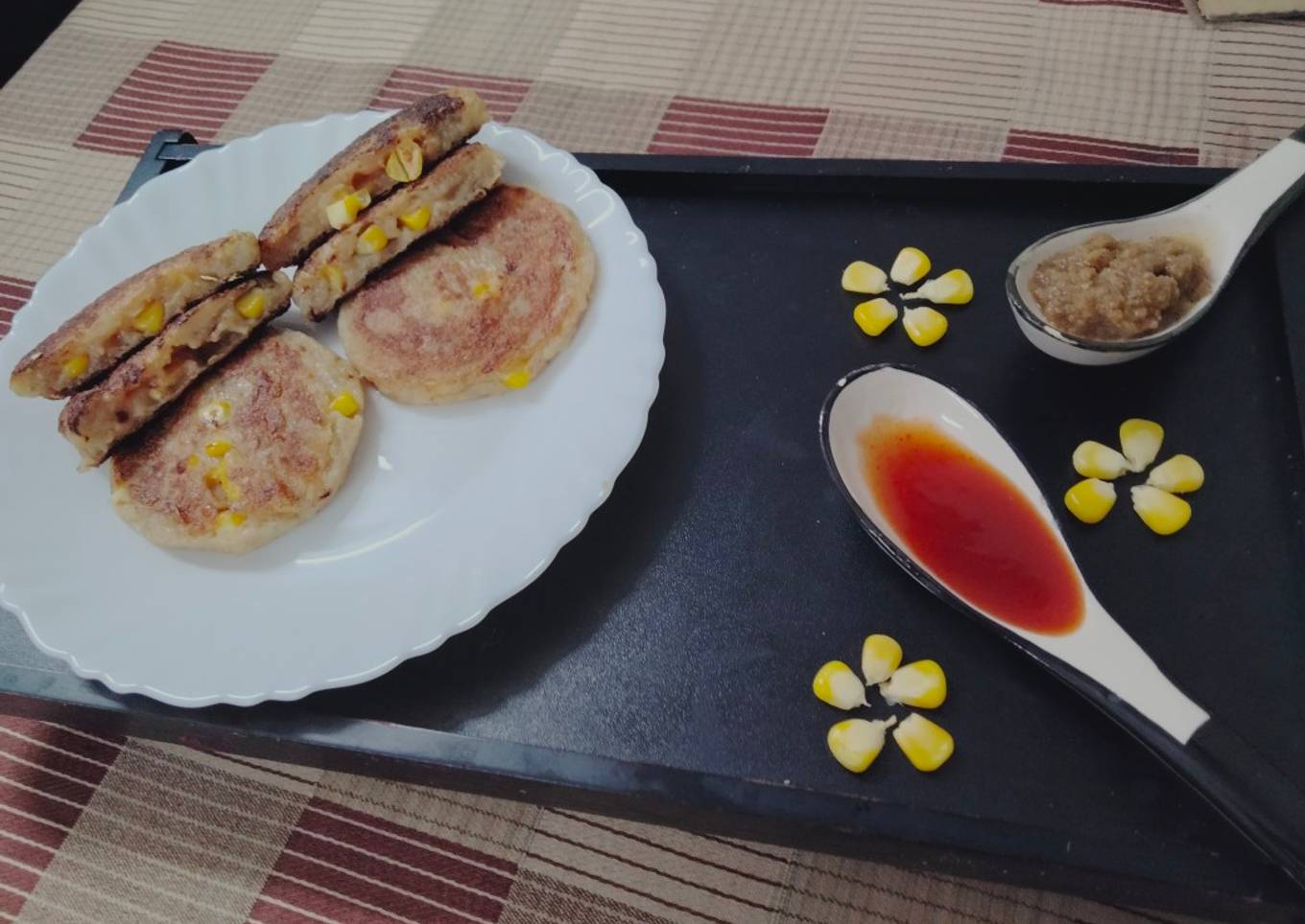 #MSR#Sweetcorn stuffed potato tikki