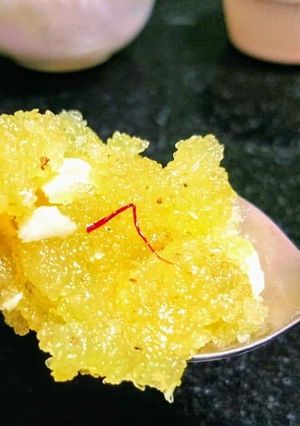 A picture of Ksheera /sheera/rava sweet.
