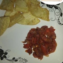 A picture of Yam with souce.