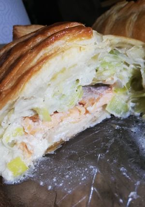 Une photo de Feuilleté de poireaux/truite