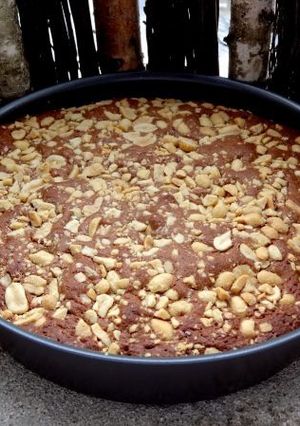 Une photo de Gâteau chocolat au lait et cacahouètes grillées, salées