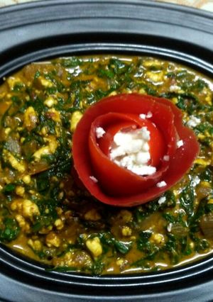 A picture of Palak paneer bhurji.