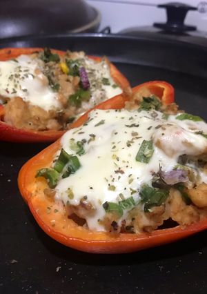 Una foto de Pimientos rellenos 🌶♥️