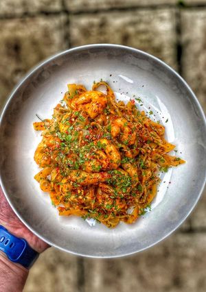 A picture of Garlic Butter & Chilli King Prawn Tagliatelle.