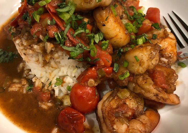 Recipe of Quick Spiced Ginger Shrimp with Burst Tomatoes