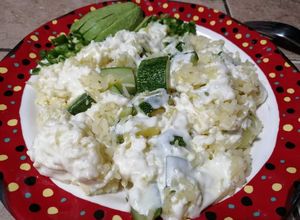 Una foto de Arroz blanco con calabaza y queso mozzarella