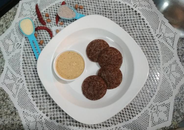 Simple Way to Prepare Ultimate Ragi Idli with peanut chutney in Microwave