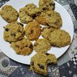 Galletas de avena, con bananas molidas, coco rallado y pasas