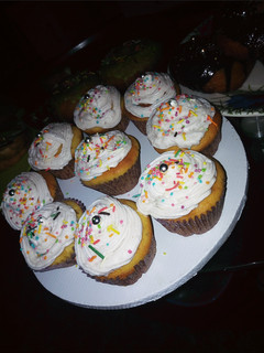 A picture of Vanilla cupcake with whipping cream frosting*.