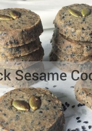 รูปของ คุกกี้งาดำกรุบกรอบ Black Sesame Cookies Recipe