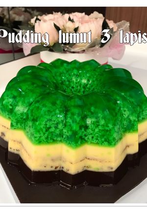 Foto resep Puding lumut 3 lapis (pandan, butter, chocolate)