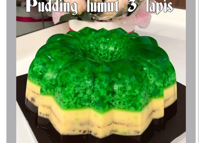 Tutorial Membuat Resep Puding lumut 3 lapis (pandan, butter, chocolate)