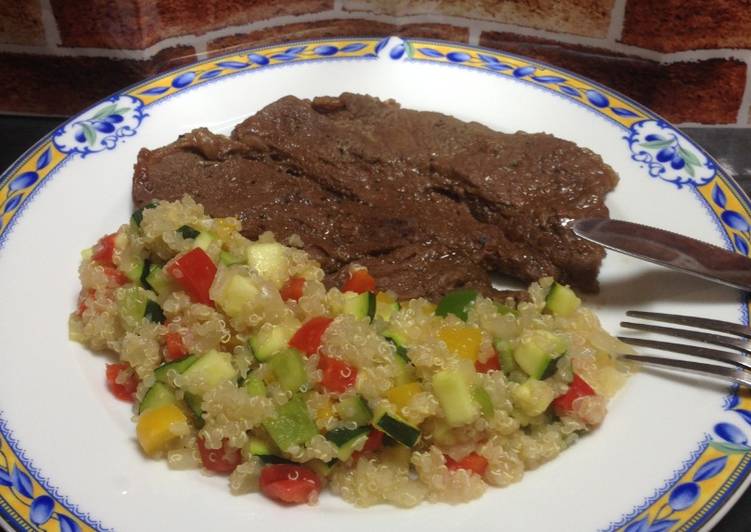 Churrasco de Carne con Ensalada de Quinoa con Vegetales!!